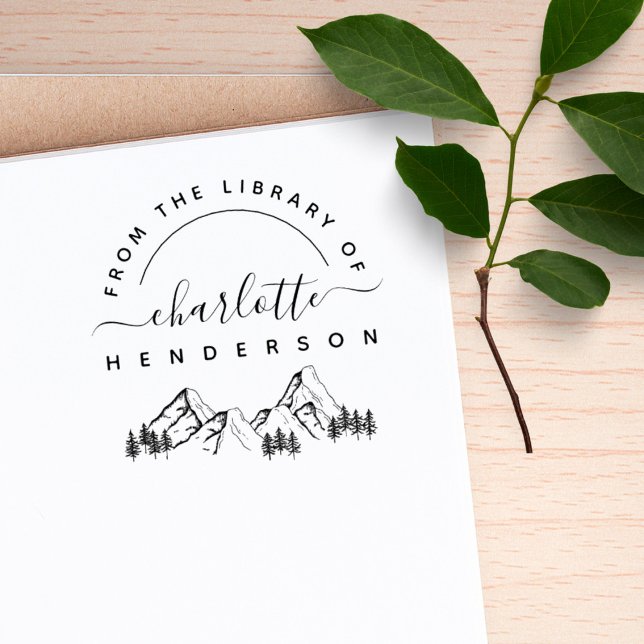 Hand-drawn Mountains Modern From The Library Book Rubber Stamp (Creator Uploaded)