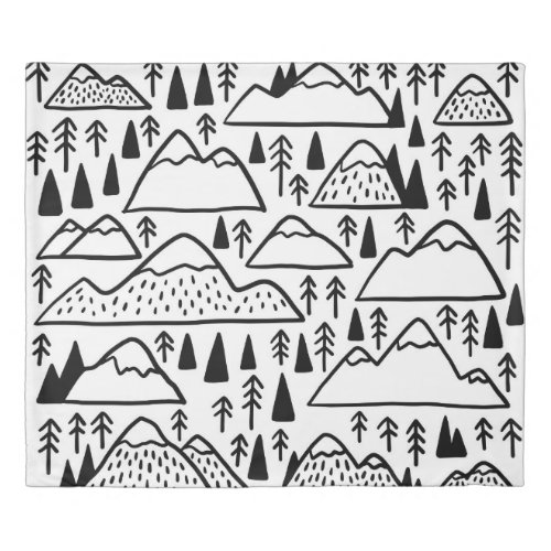 Hand drawn mountains set collection with mountain duvet cover