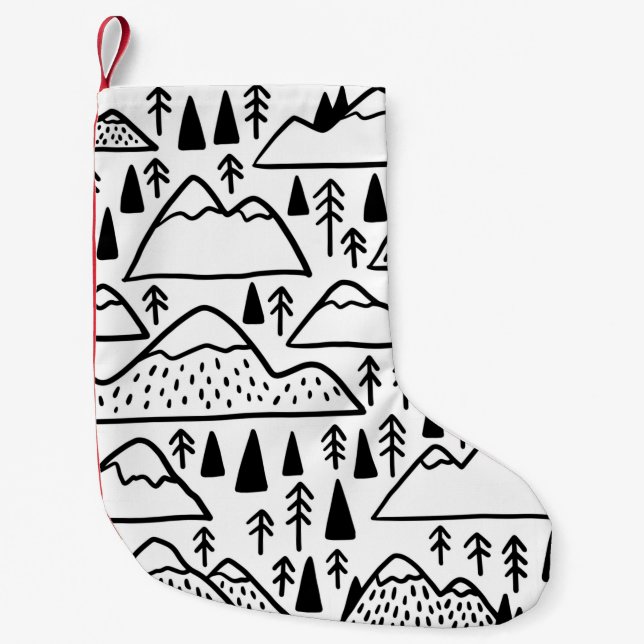 Hand drawn mountains set. collection with mountain small christmas stocking (Front)