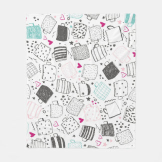Hand-drawn mug pattern, seamless design. fleece blanket