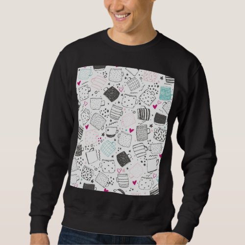 Hand_drawn mug pattern seamless design sweatshirt