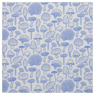 Hand Drawn Mushrooms Collage Fabric