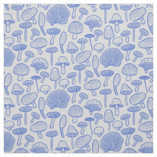 Hand Drawn Mushrooms Collage Fabric