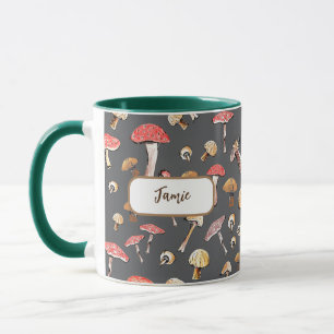 Hand-Drawn Mushrooms Personalized Forager Mug
