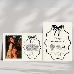 Hand Drawn My Bridemaid On My Wedding Day Photo Invitation