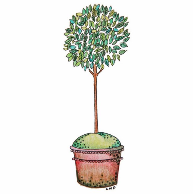 Hand Drawn Myrtle Topiary Cutout (Front)