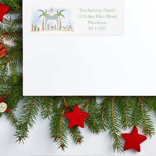 Hand Drawn Nativity Scene All is Calm Saying Label