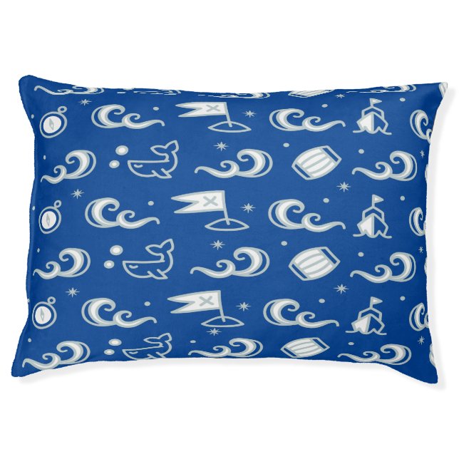 Hand-Drawn Nautical Pattern Pet Bed (Front)