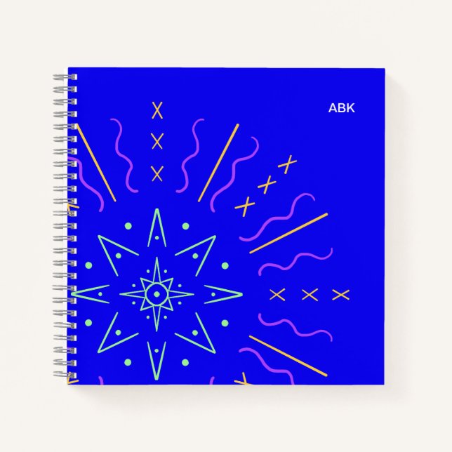 Hand-Drawn Neon Starburst  Notebook (Front)