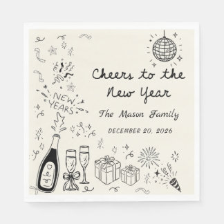 Hand Drawn New Year's Eve Party Napkins