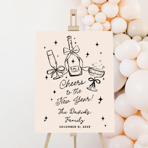 Hand Drawn New Year's Eve Party Welcome Sign