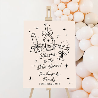 Hand Drawn New Year's Eve Party Welcome Sign