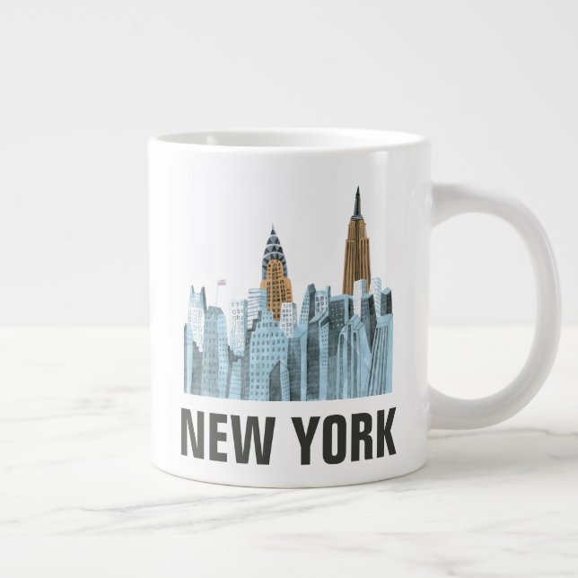 Hand Drawn New York City, NY Giant Coffee Mug (Right)