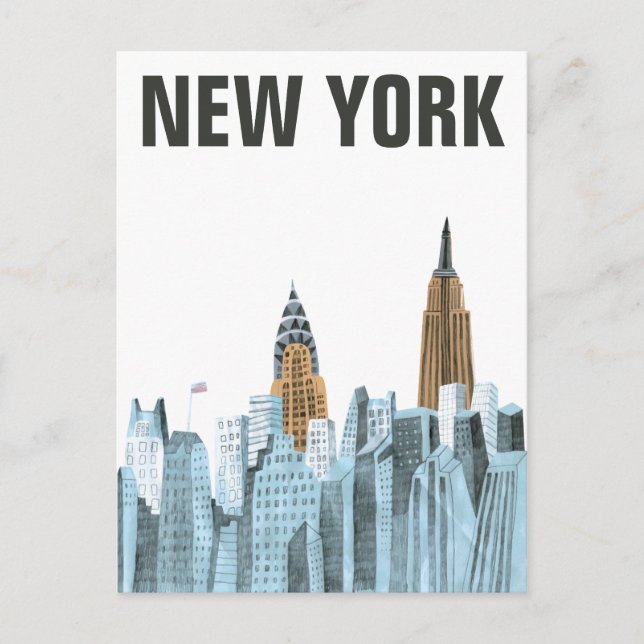 Hand Drawn New York City, NY Postcard (Front)