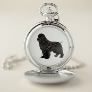Hand Drawn Newfoundland Dog Artwork Pocket Watch