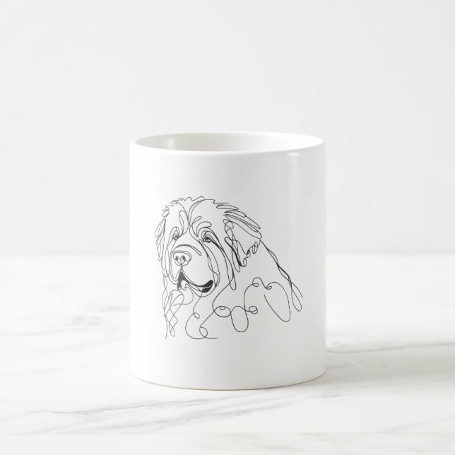 Hand Drawn Newfoundland Minimalist Line Art Coffee Mug (Center)