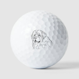 Hand Drawn Newfoundland Minimalist Line Art Golf Balls