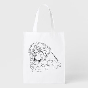 Hand Drawn Newfoundland Minimalist Line Art Grocery Bag