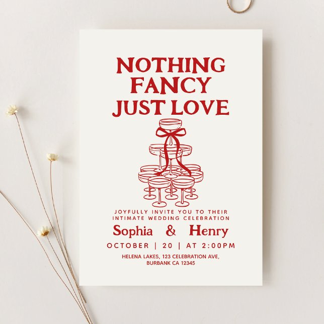 Hand Drawn Nothing Fancy Just Love Quirky Wedding Invitation (Creator Uploaded)