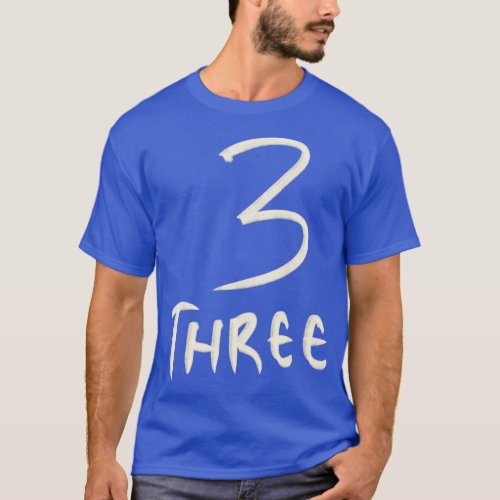 Hand Drawn Number Letter 3 Three T_Shirt