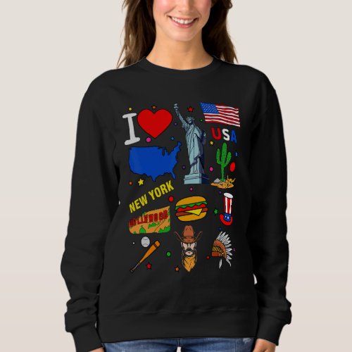 hand drawn objects of USA  American traditional sy Sweatshirt