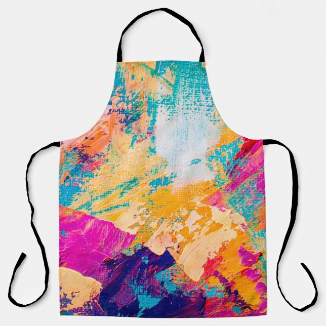 Hand drawn oil painting. Abstract art background.  Apron (Front)