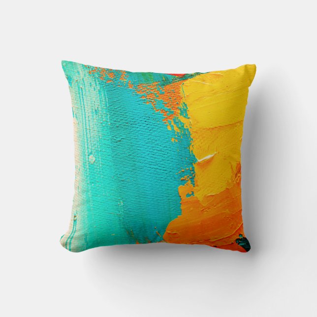 Hand drawn oil painting. Abstract art background.  Throw Pillow (Front)
