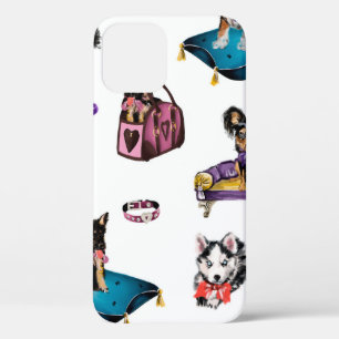 Hand drawn oil painting cute cartoon seamless patt iPhone 12 case
