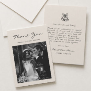 Hand Drawn Old Money Wedding Thank You Card