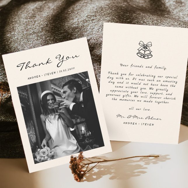 Hand Drawn Old Money Wedding Thank You Card (Creator Uploaded)