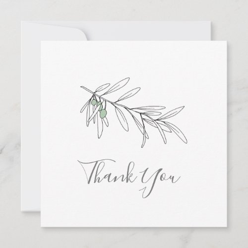 Hand Drawn Olive Leaves   Thank You Card