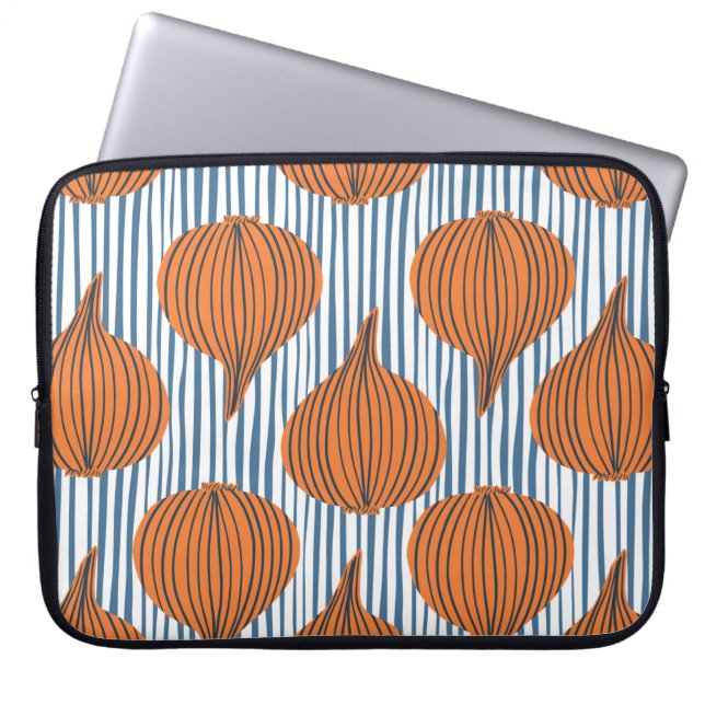 Hand drawn onion bulb vegetable wallpaper. Modern  Laptop Sleeve (Front)