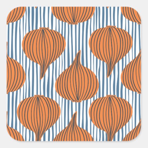 Hand_drawn onion bulbs organic wallpaper square sticker