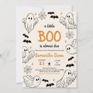 Hand-drawn Orange A Little Boo Baby Shower Invitation