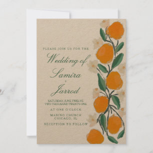 Hand-Drawn Orange Botanical Abstract Wedding Kraft