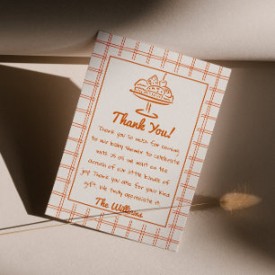 Hand Drawn Orange Bun In The Oven Baby Shower Thank You Card