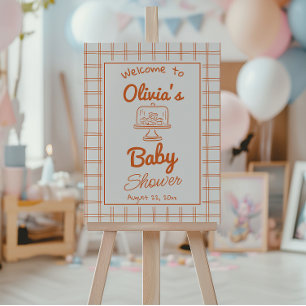 Hand Drawn Orange Bun In the Oven Gingham Shower Foam Board