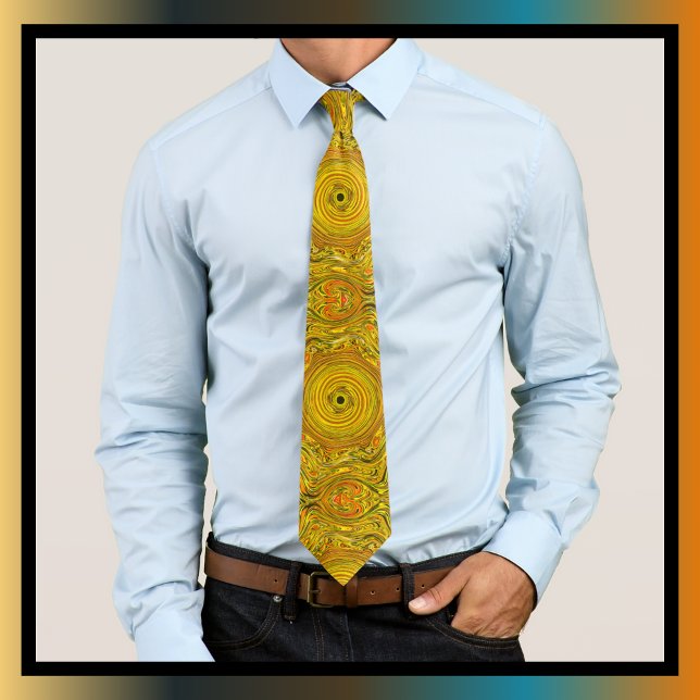 Hand Drawn Orange Gold Swirl Pattern  Neck Tie (Creator Uploaded)