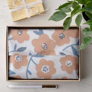 Hand-drawn Orange Wildflowers Tissue Paper