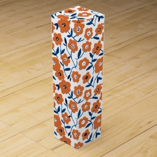 Hand-drawn Orange Wildflowers Wine Box