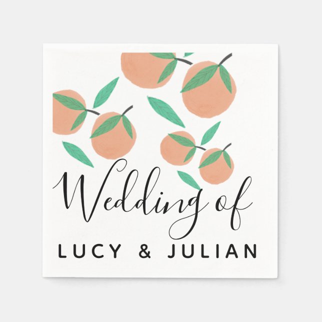 Hand Drawn Oranges Botanical Citrus Wedding  Napkins (Front)