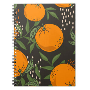 Hand-drawn oranges, colorful vintage background. notebook