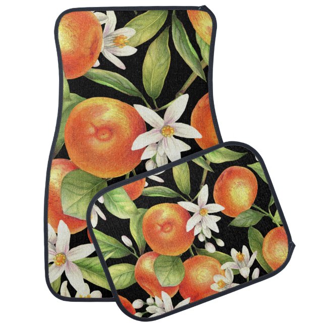 Hand Drawn Oranges: Floral Illustration. Car Floor Mat (Set)