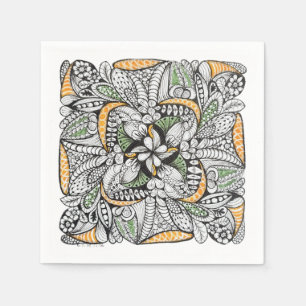 Hand-Drawn Organic Pattern Cocktail Napkins