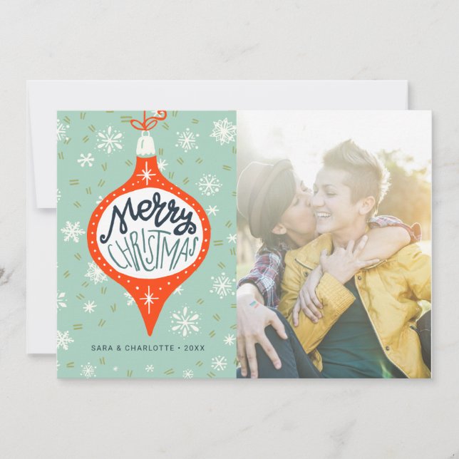 Hand Drawn Ornament | LGBT Holiday Photo (Front)