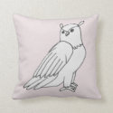 Hand-drawn Owl Clean Striped Line Art Drawing Throw Pillow
