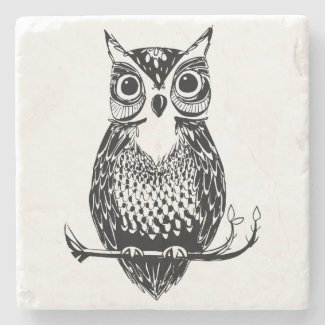 Hand Drawn Owl Coaster