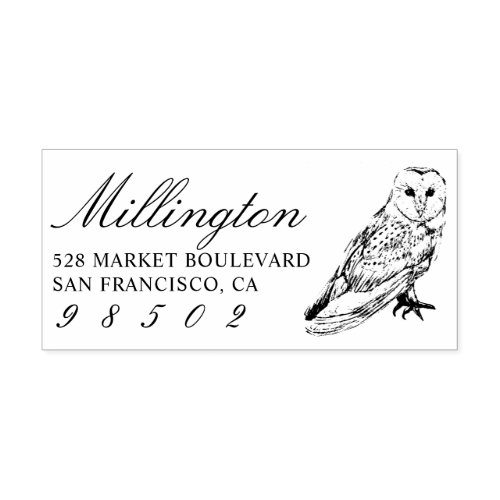 Hand_drawn Owl Family Name Script Return Address Rubber Stamp