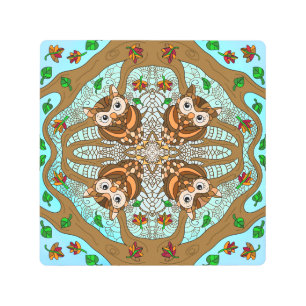 Hand Drawn Owl Mandala Artwork Metal Print