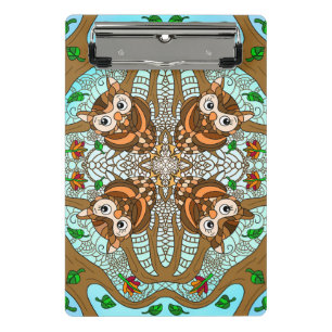 Hand Drawn Owl Mandala Artwork Mini Clipboard